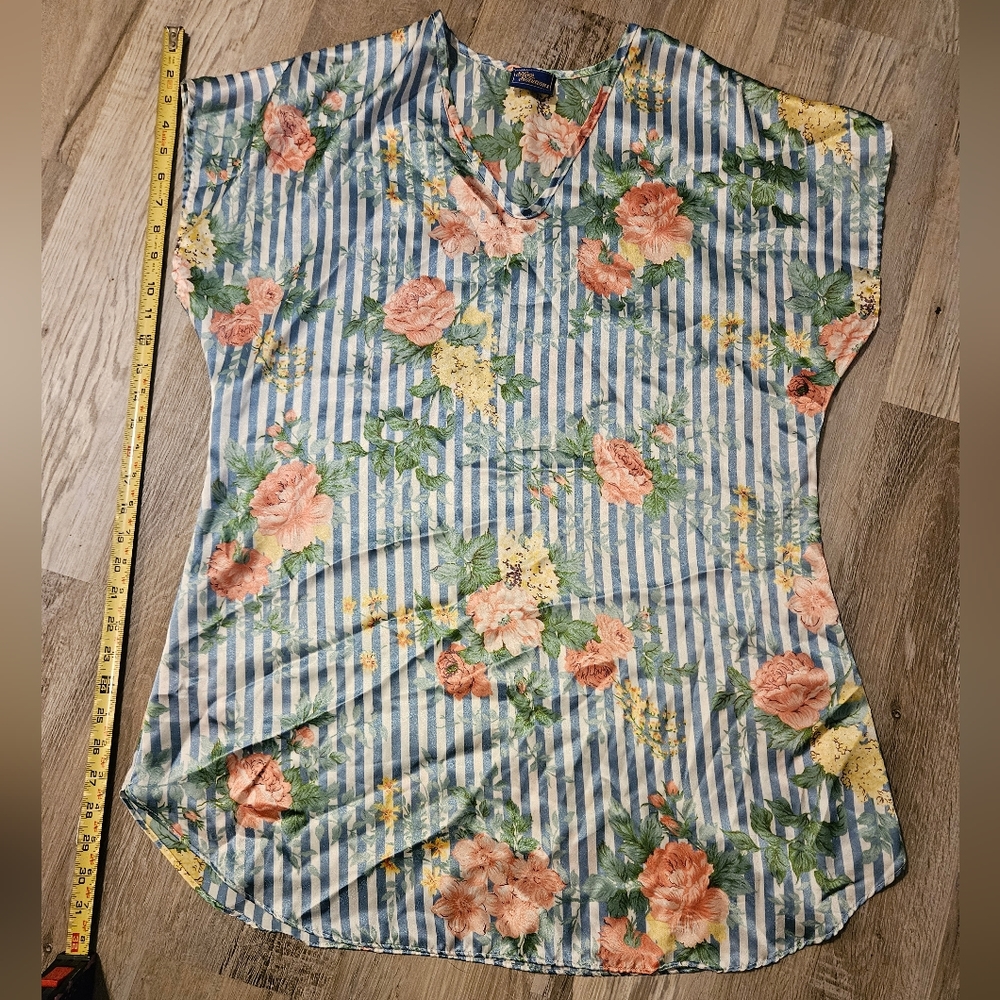 Silk Sleepshirt Blue & With W/ Floral